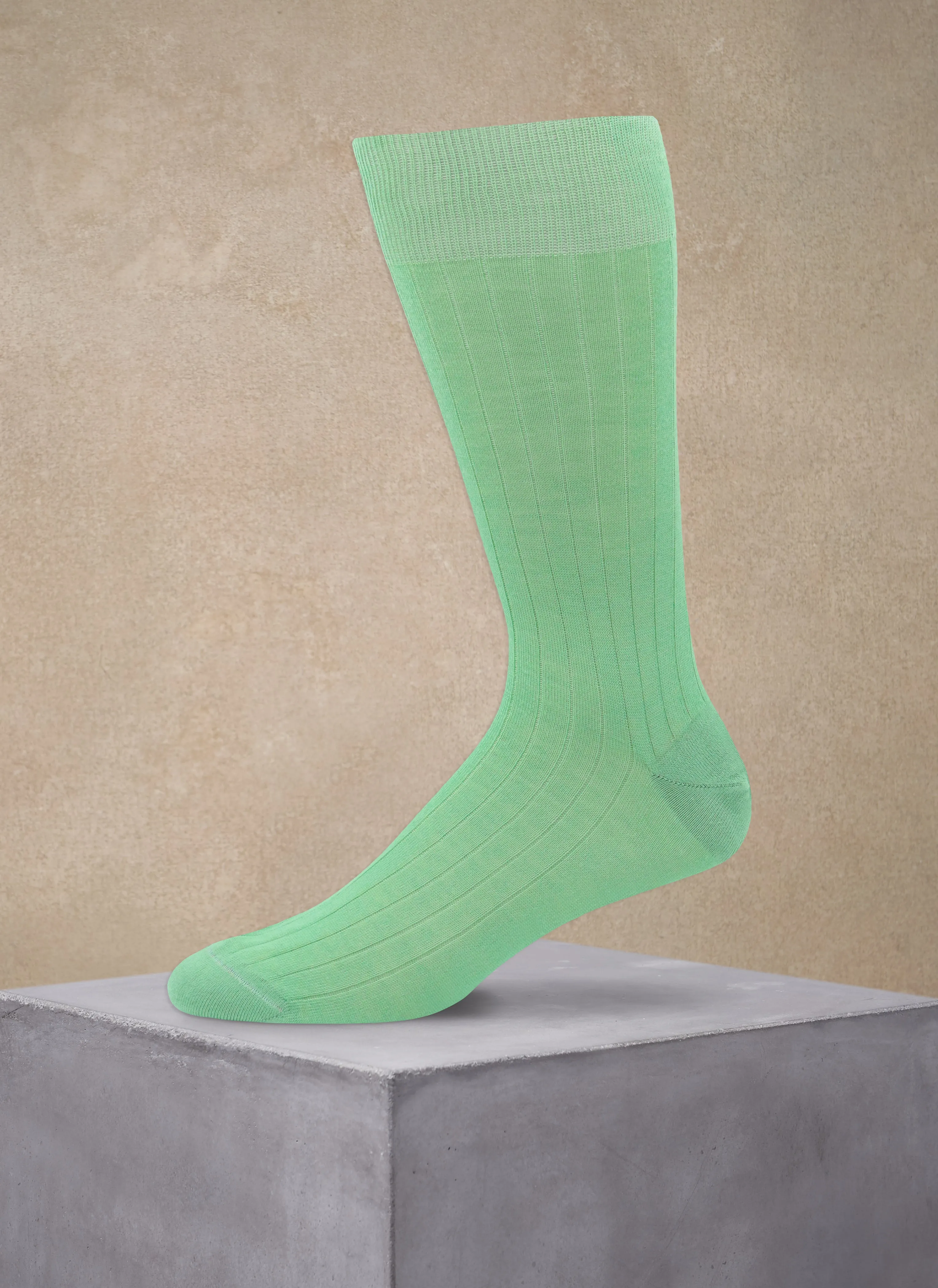 100% Cashmere Crew Sock in Bright Green