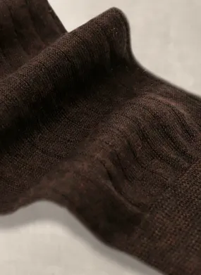 100% Cashmere Crew Sock in Rustic Brown