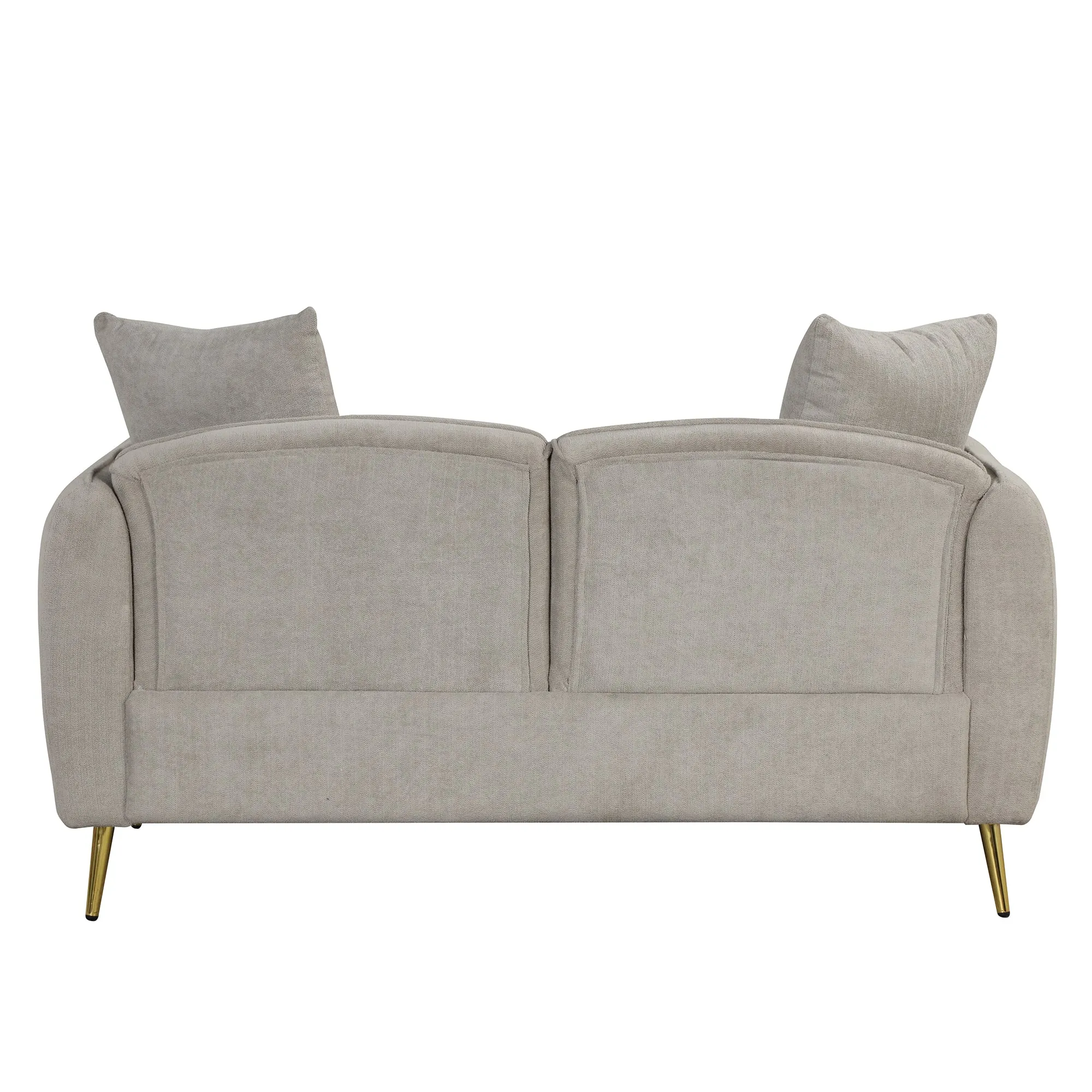 2 Piece Velvet Upholstered Sofa Sets,Loveseat and 3 Seat Couch Set Furniture with 2 Pillows and Golden Metal Legs for Different Spaces,Living Room,Apartment,Gray