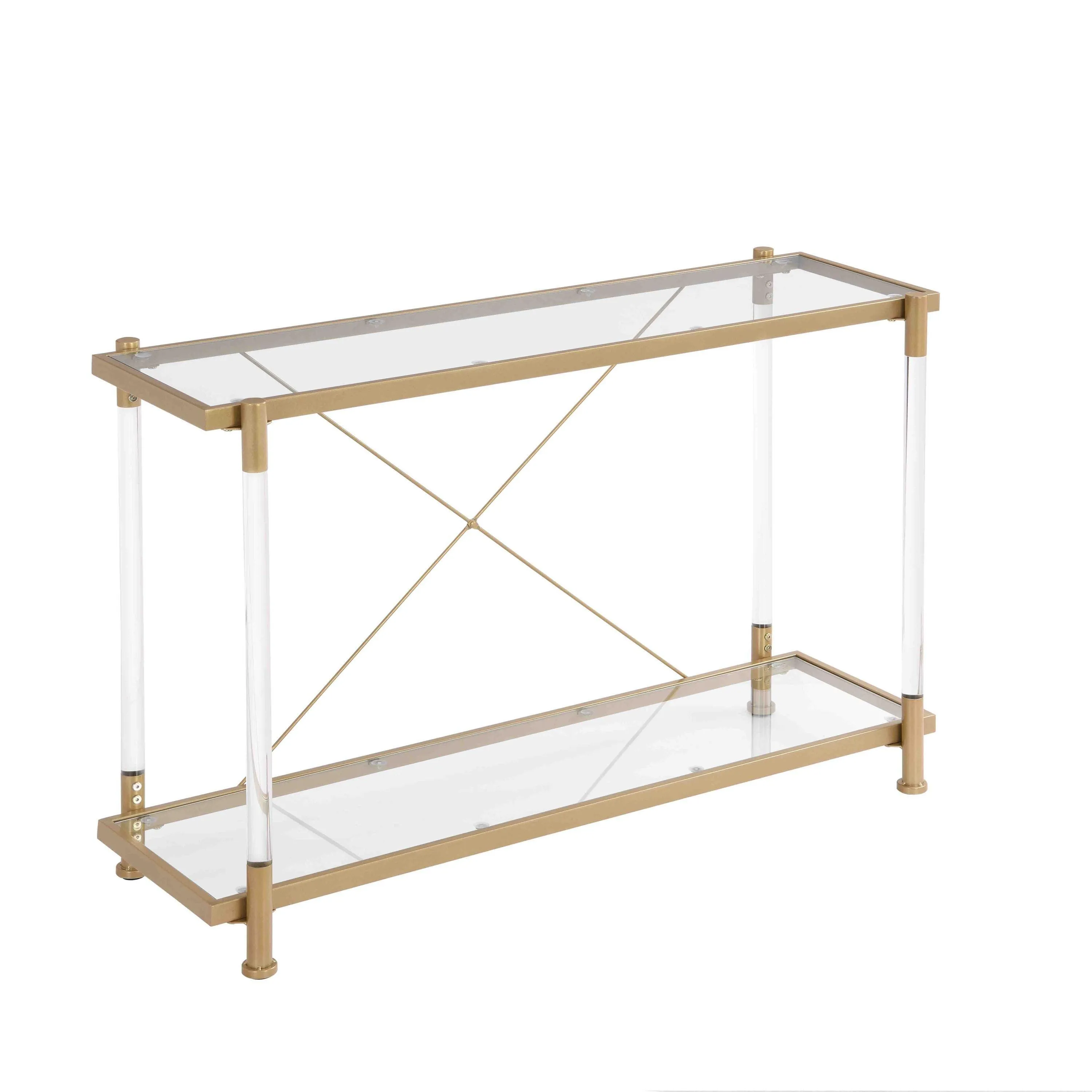 43.31'' Golden Glass Sofa Table, Acrylic Console Table for Living Room & Bedroom