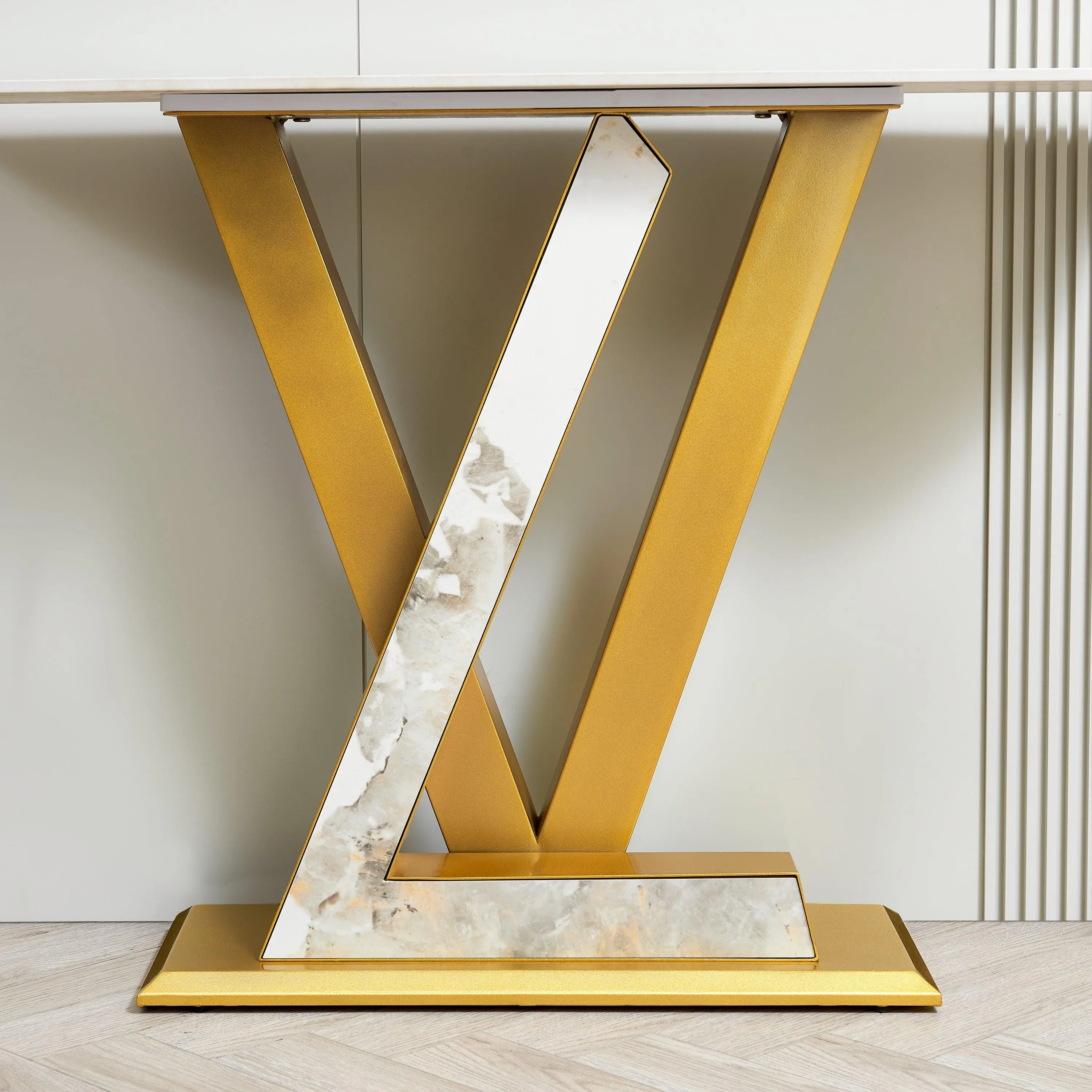 47.2" Modern Console Table, Gold Metal Frame with Adjustable Foot Pads