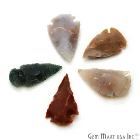 5pc Lot Arrowhead Cut Gemstones, 34x18mm Handcrafted Stone, Loose Gemstone, DIY Pendant, DIY Jewelry