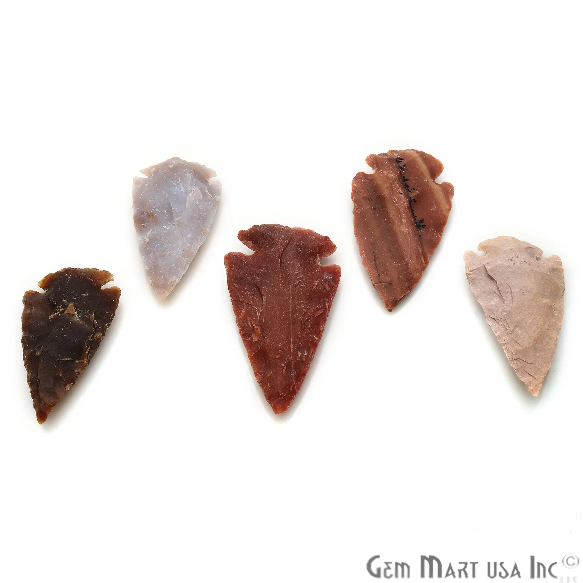 5pc Lot Arrowhead Cut Gemstones, 48x24mm Handcrafted Stone, Loose Gemstone, DIY Pendant, DIY Jewelry