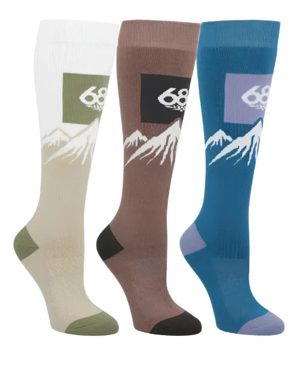 686 Women's Snow Caps Snow Socks 3 Pack Earth Tones