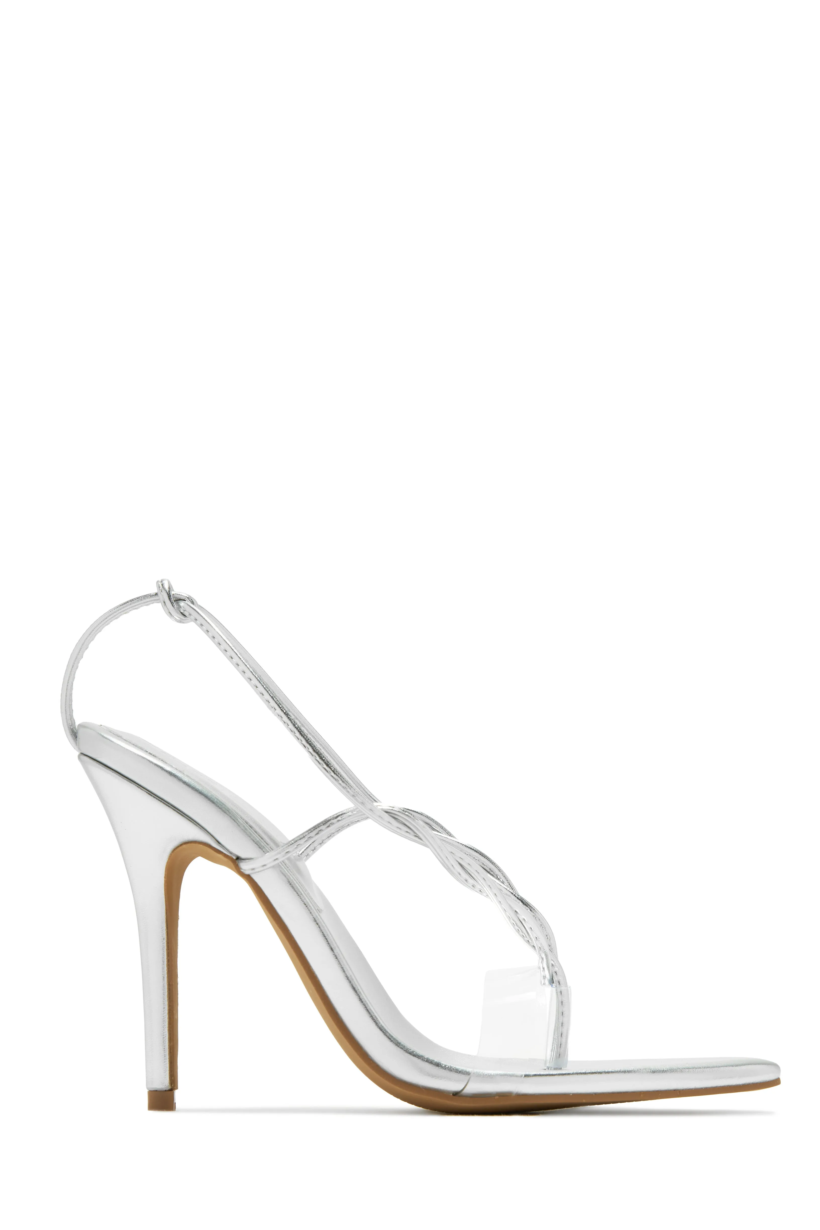 Aleena Clear Strap High Heels - Silver