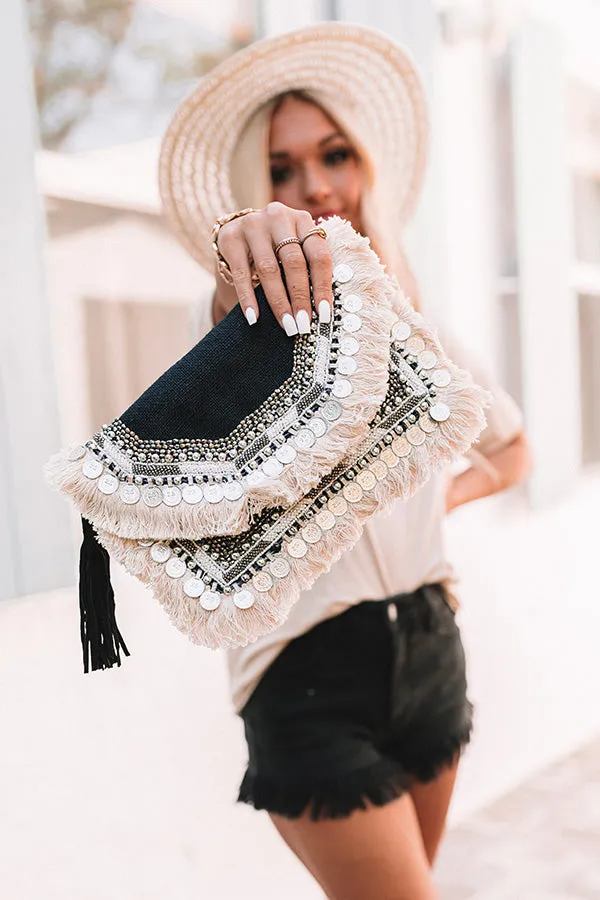 All The Way Embellished Clutch in Black