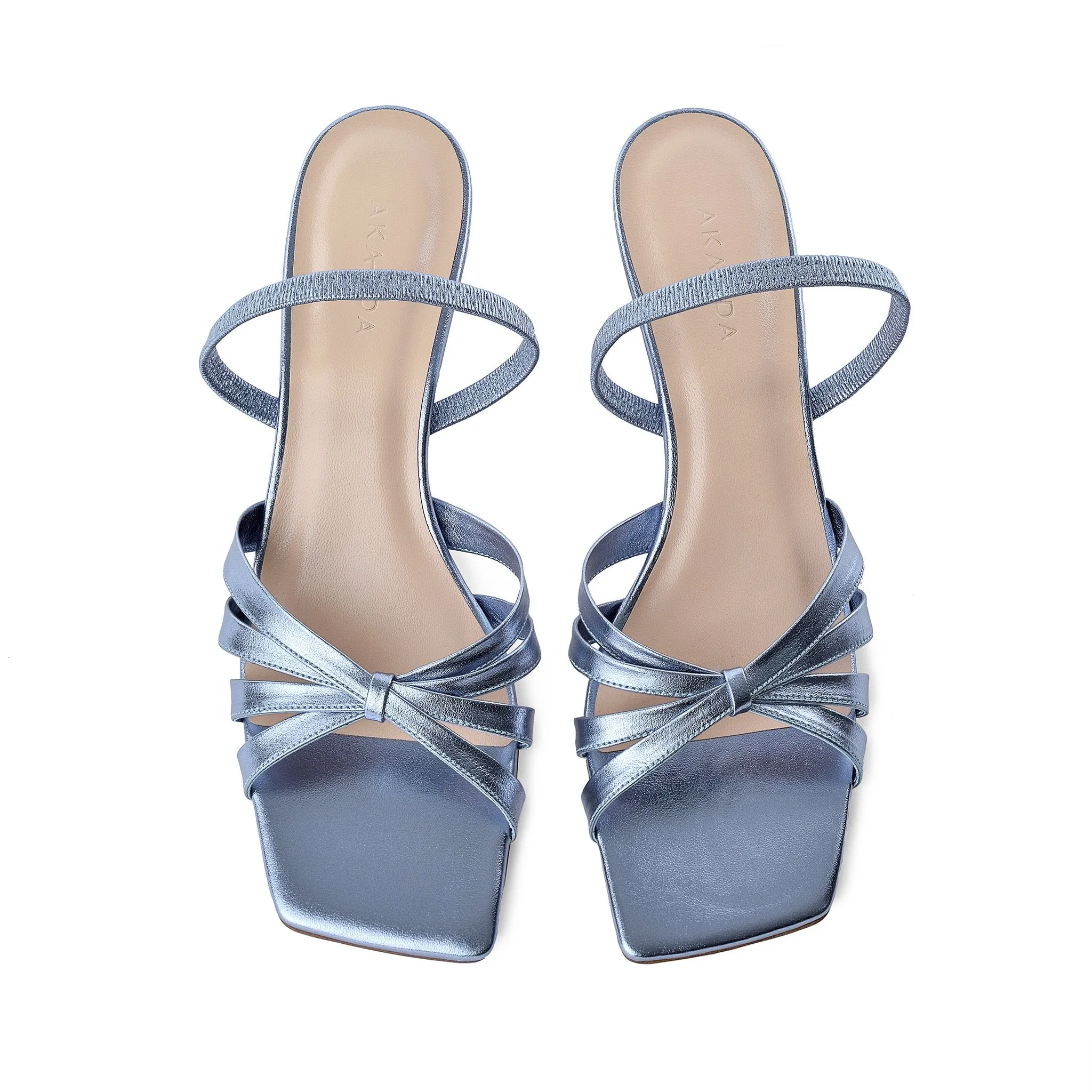 Amaya Blue Metallic Leather Sandals