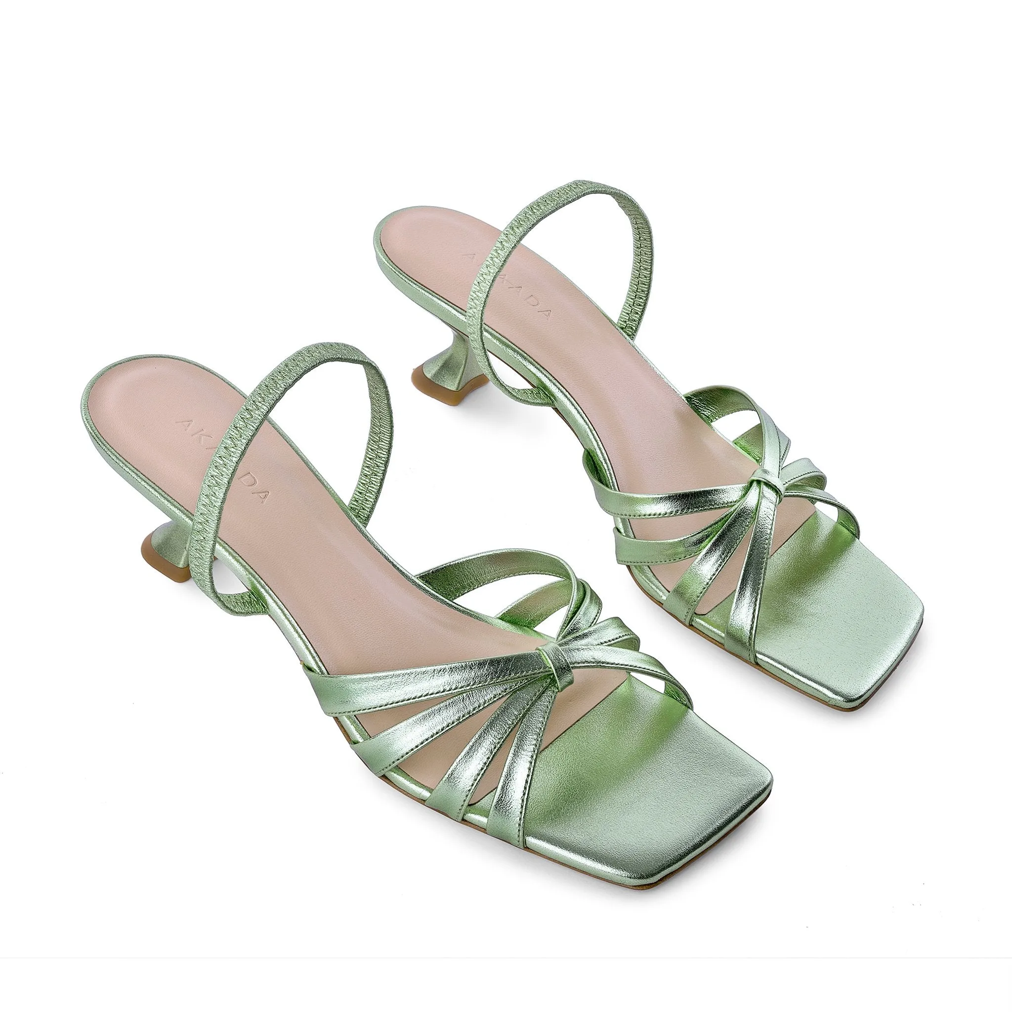 Amaya Green Metallic Leather Sandals