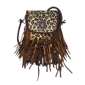 American Darling® Cheetah Cowhide Twist & Fringe Crossbody Purse ADBGM250C