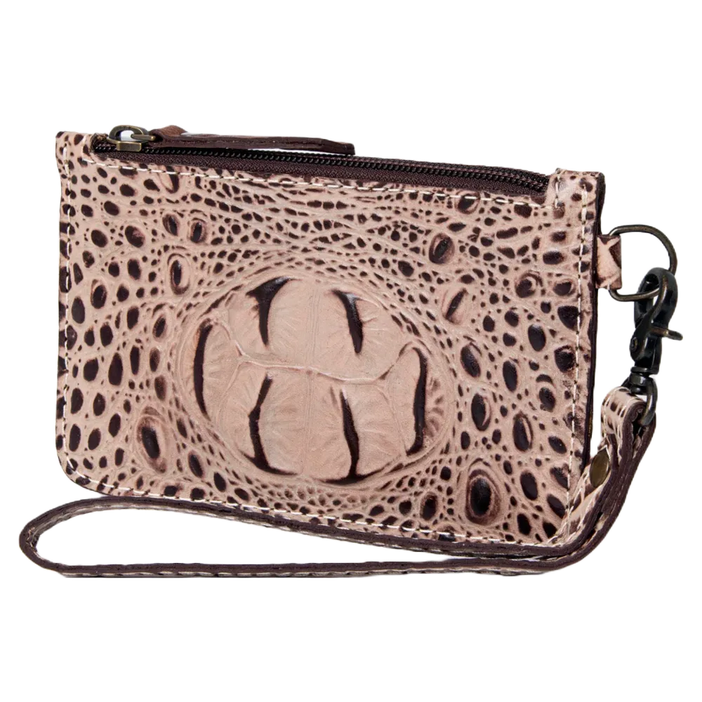 American Darling Ladies Brown Croc Wristlet ADBG961A