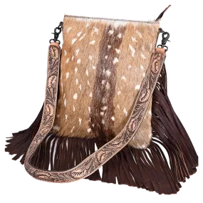 American Darling Ladies Floral Cowhide Fringed Bag ADBGS192CB