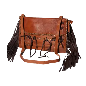 American Darling® Ladies Fringed Brown Leather Shoulder Bag ADBGM307A