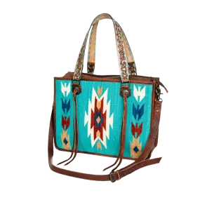 American Darling Turquoise Aztec Printed Saddle Blanket Purse ADBG1033B