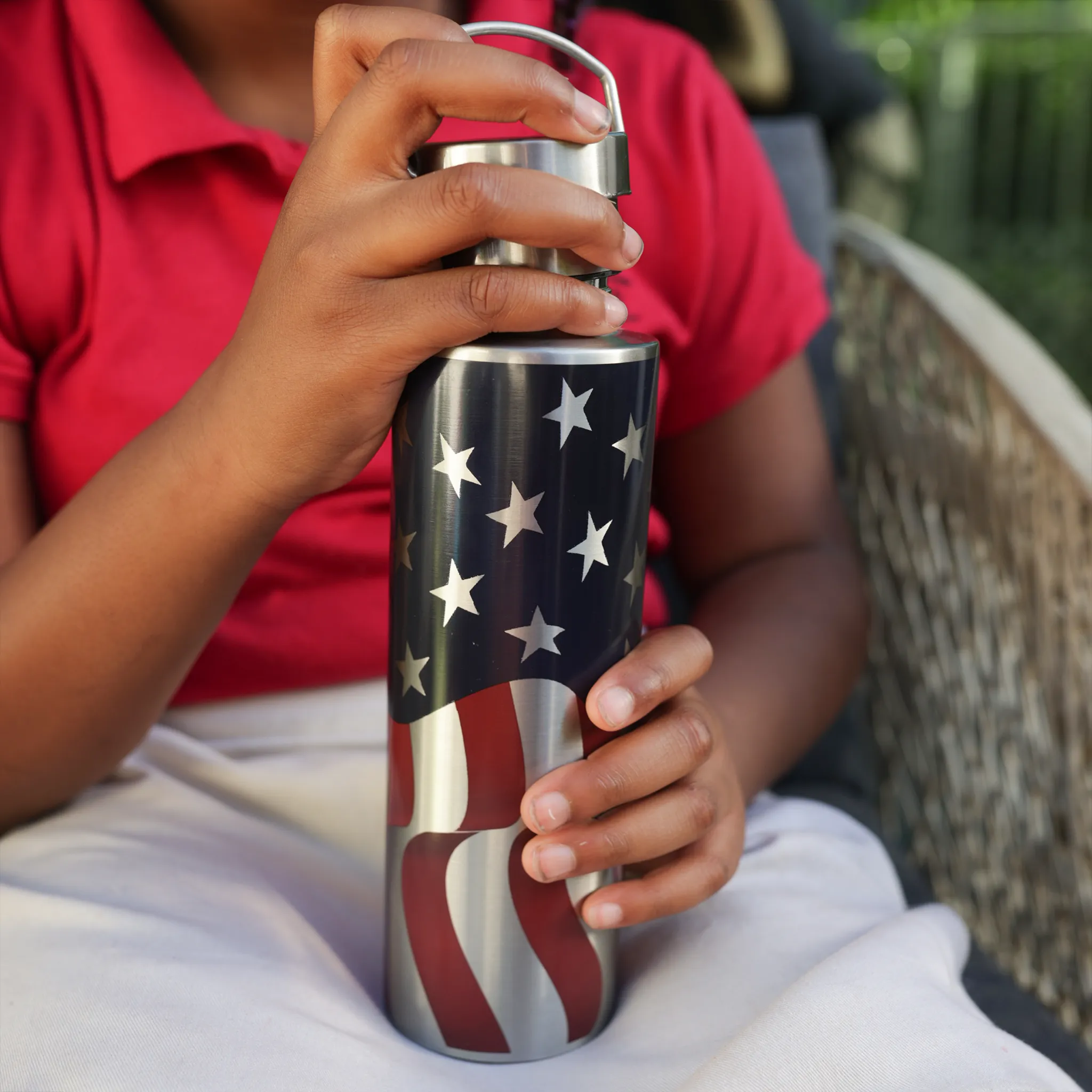 American Flag Stainless Steel Bottle: 24 Ounces