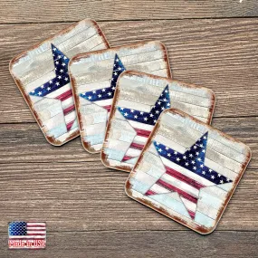 American Star Wooden Cork Coasters Gift Set of 4 by Nature Wonders - 898917C-S4