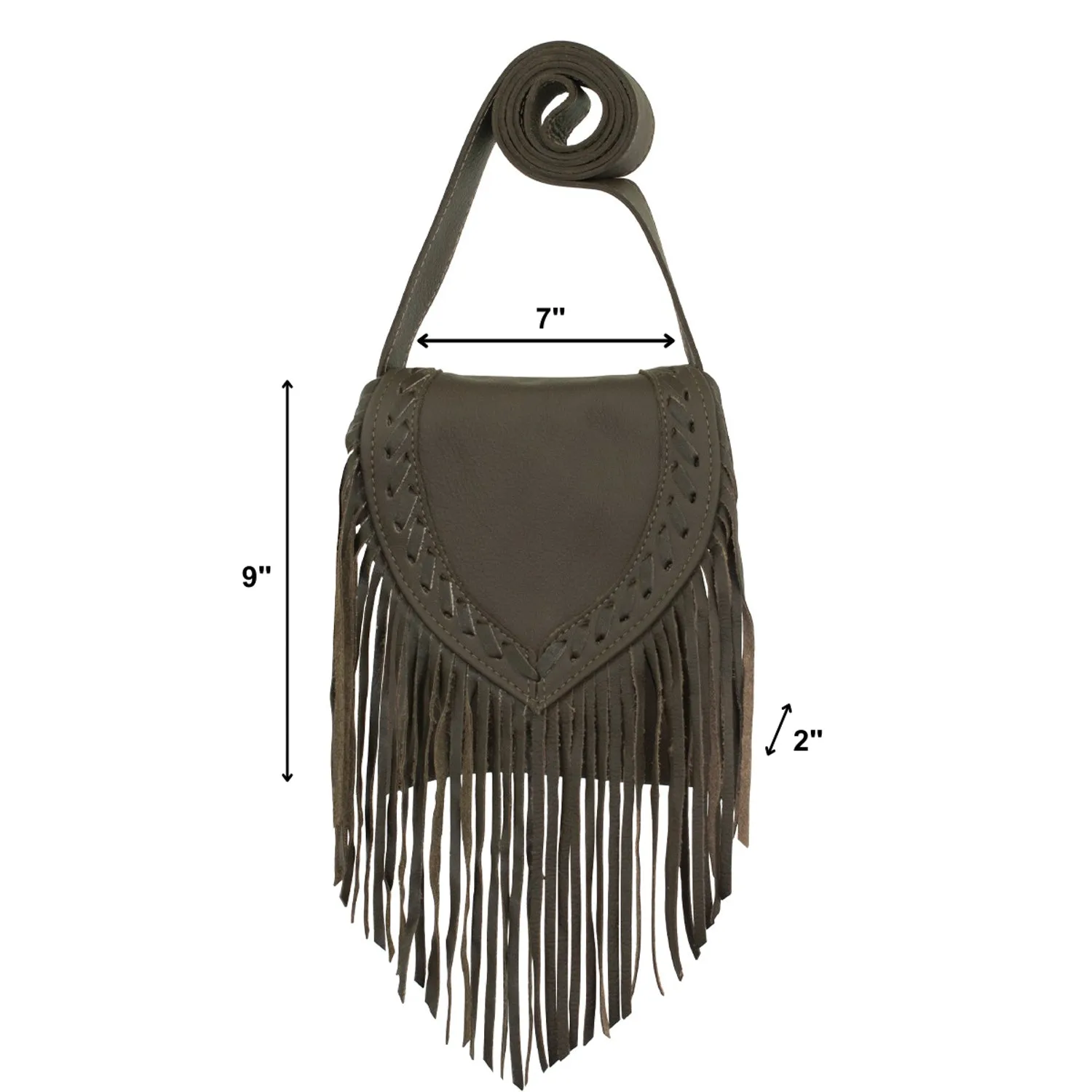 American West Womens Fringed Cowgirl 7in Chocolate Brown Leather Crossbody Bag