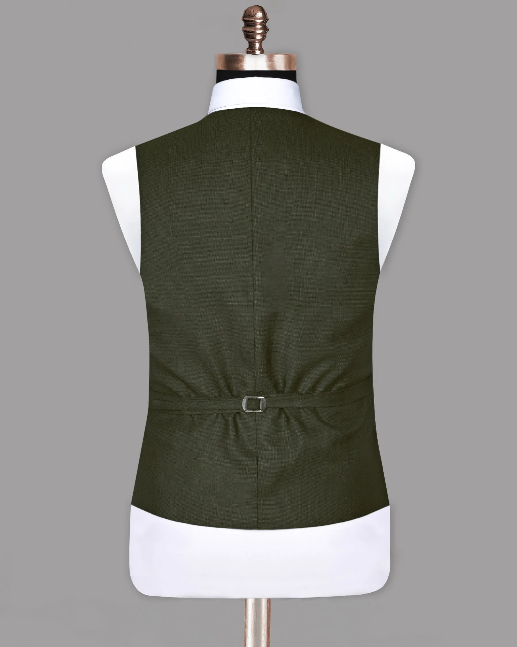 Army Green Micro Dotted Wool Blend Waistcoat