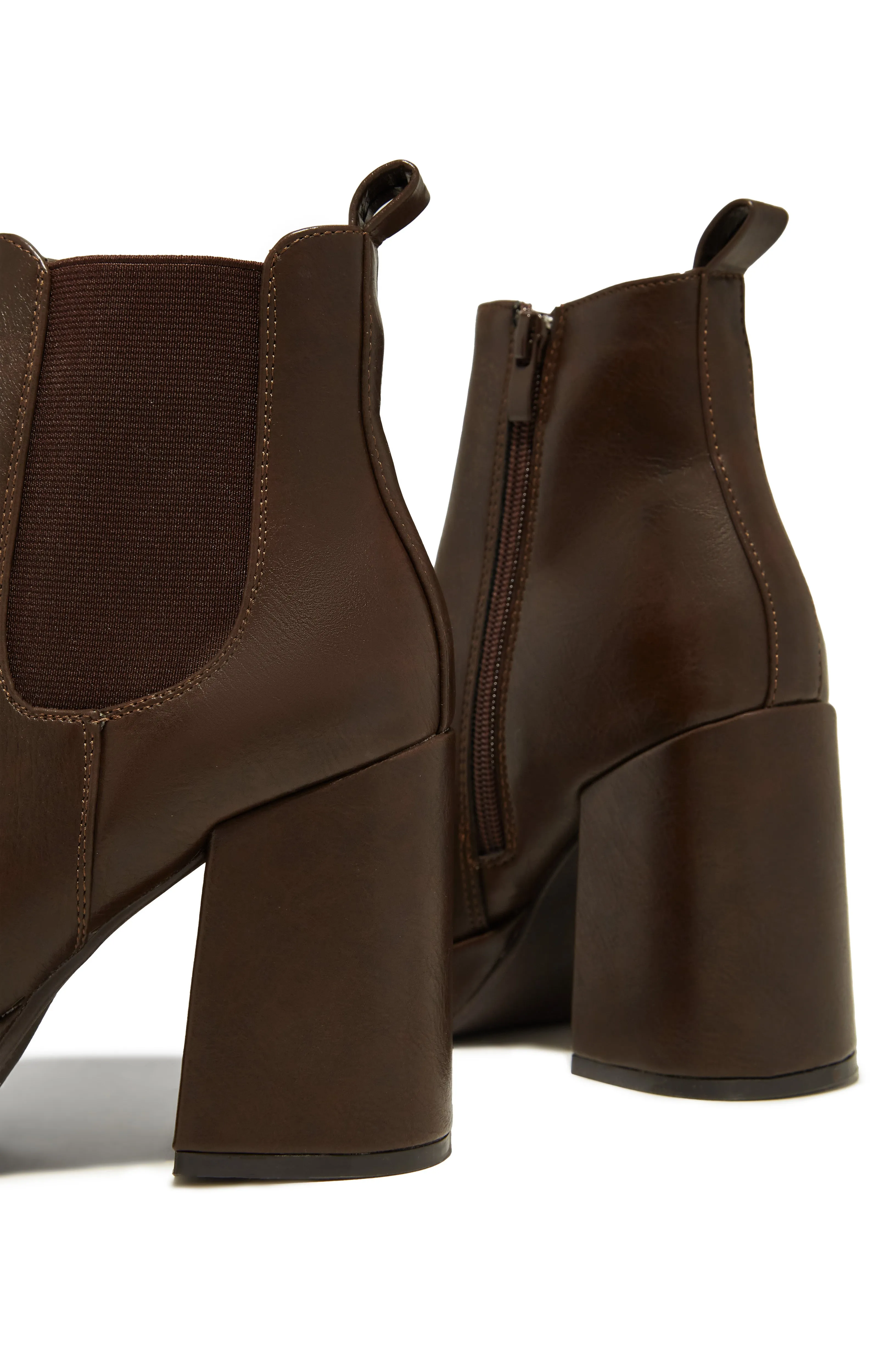 Arya Platform Block Heel Ankle Boots - Brown