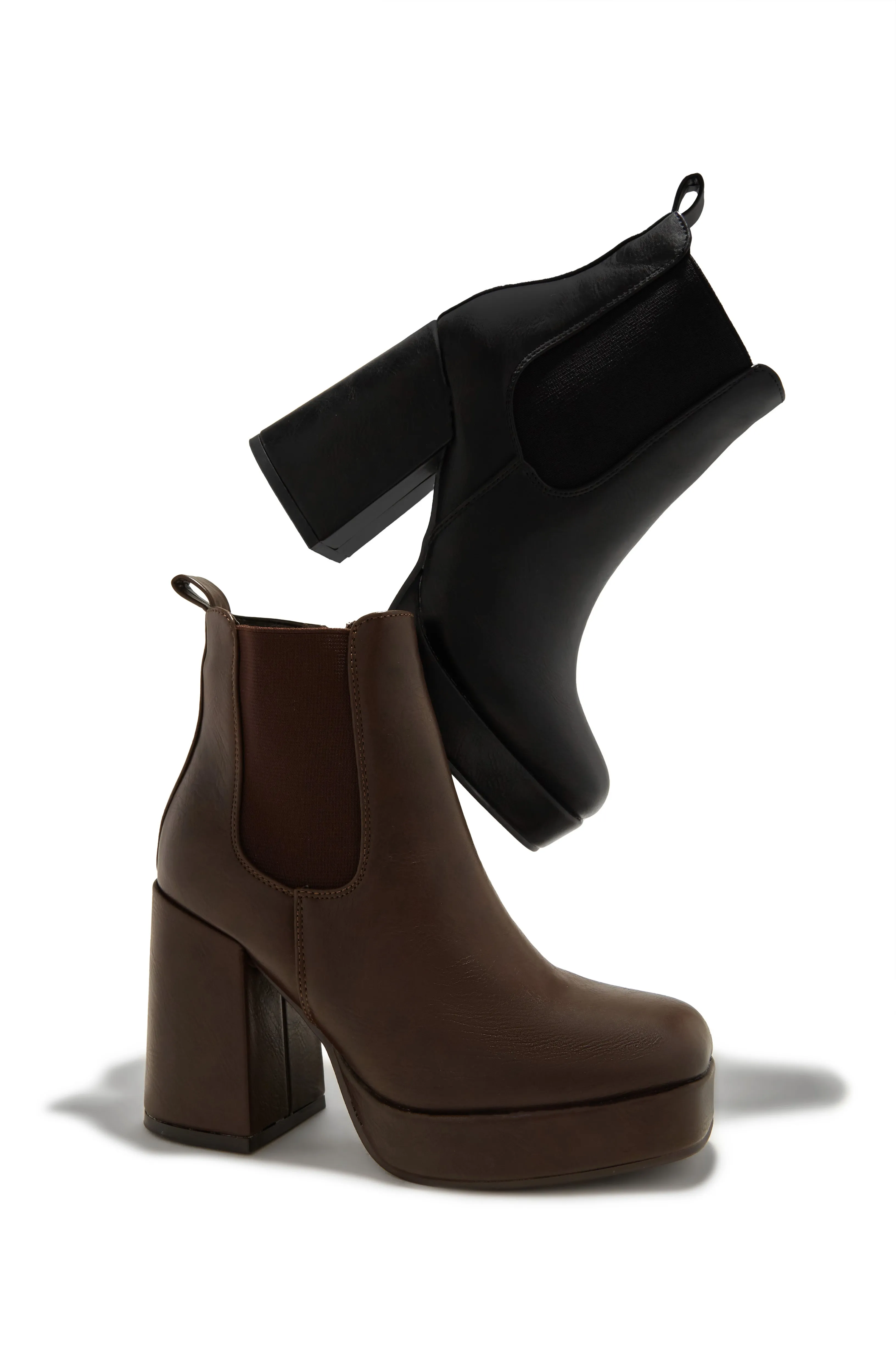 Arya Platform Block Heel Ankle Boots - Brown