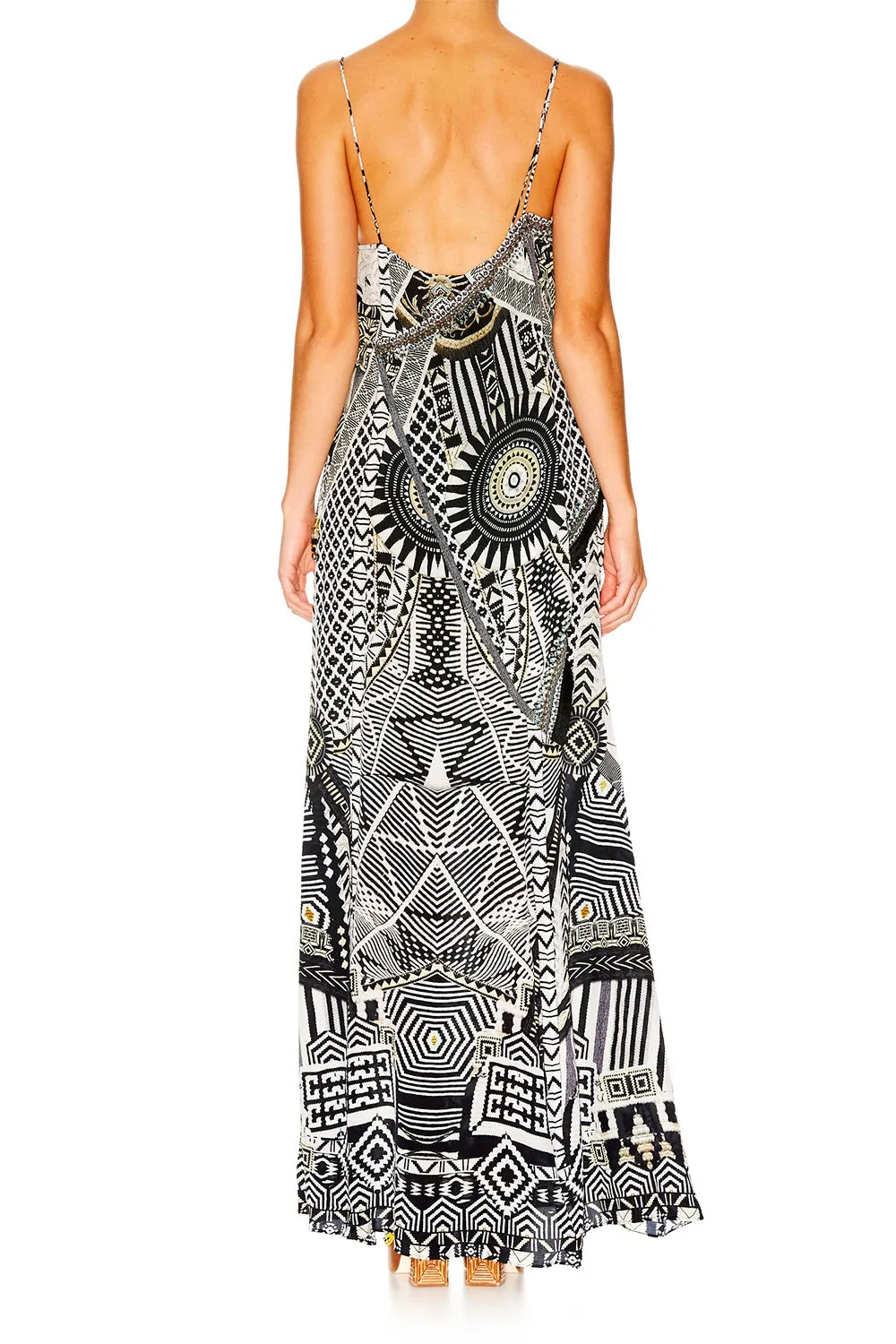 ASYMMETRICAL HALTER DRESS HANGING AROUND