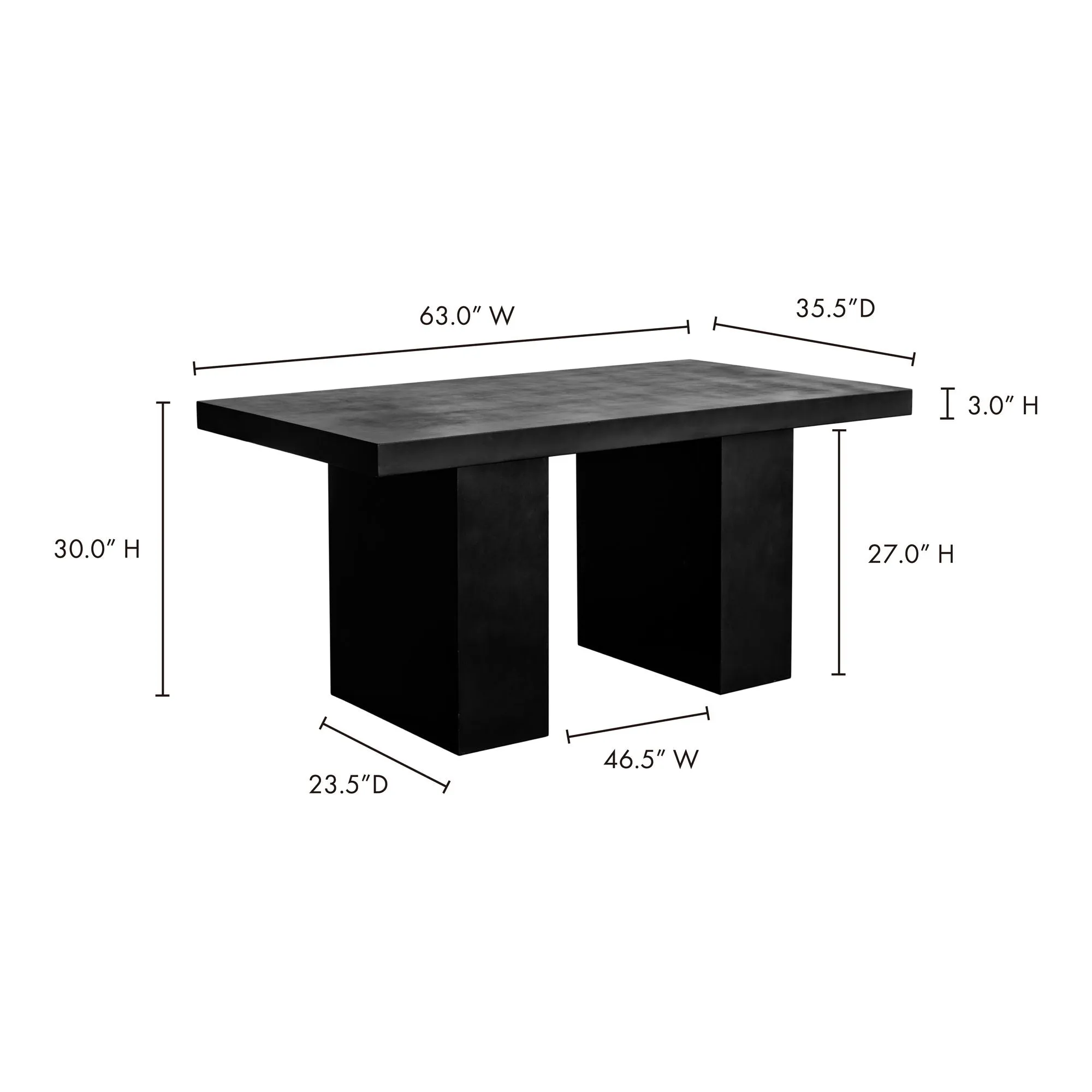 Aurelius - 2 Outdoor Dining Table - Black - Concrete