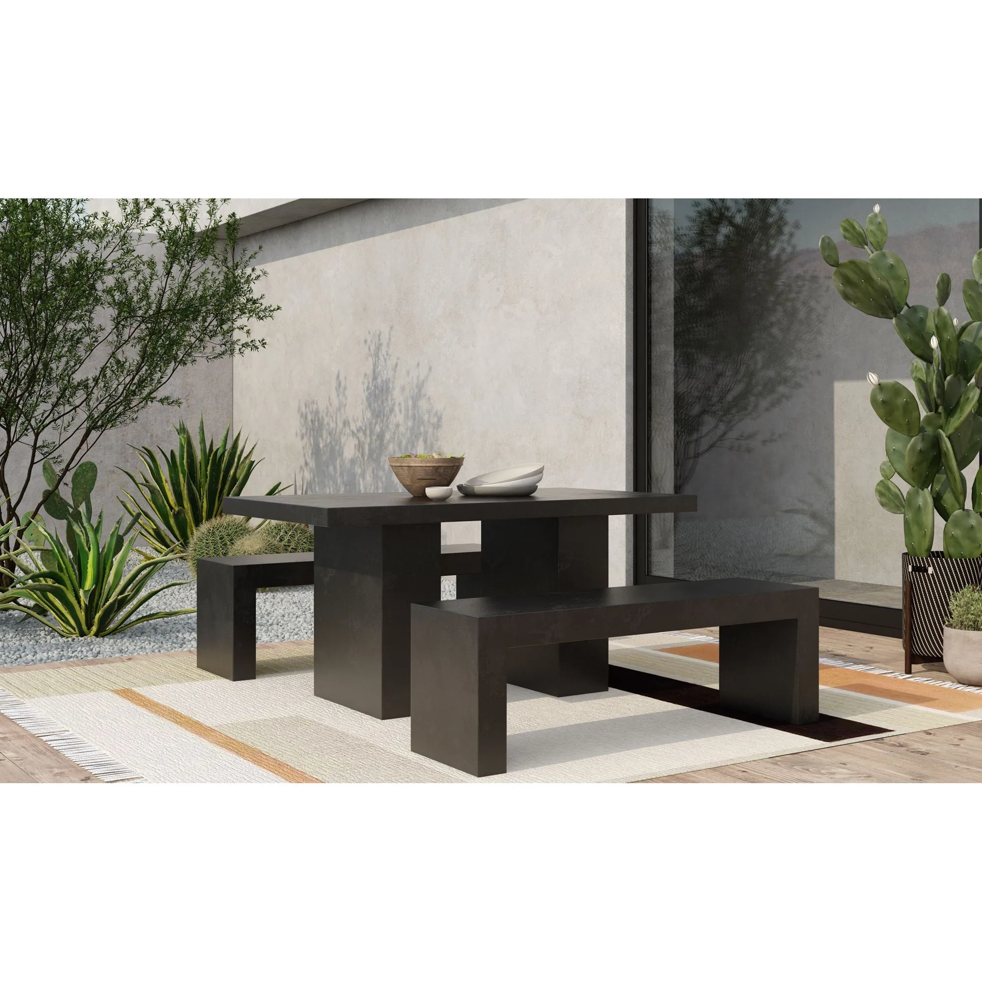 Aurelius - 2 Outdoor Dining Table - Black - Concrete