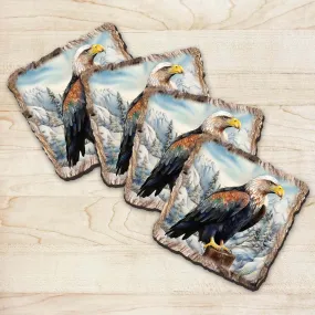 Bald Eagle Wooden Cork Coasters Gift Set of 4 by Nature Wonders | Nature Wildlife Décor  - 95399C-S4