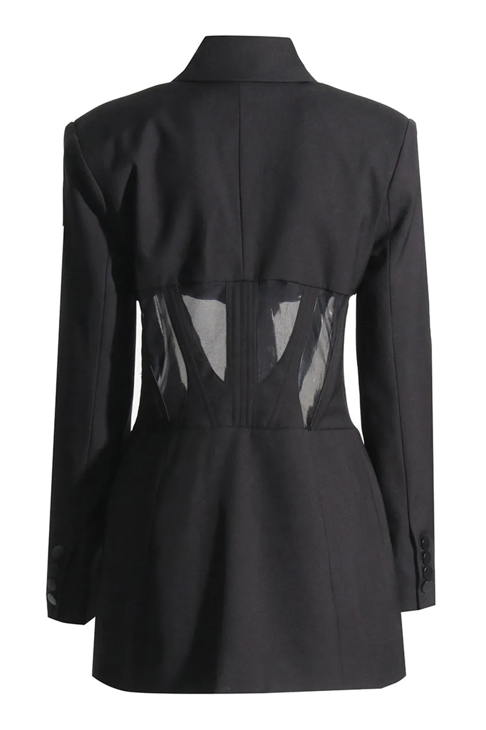 Black Corset Shawl Lapel Women Blazer