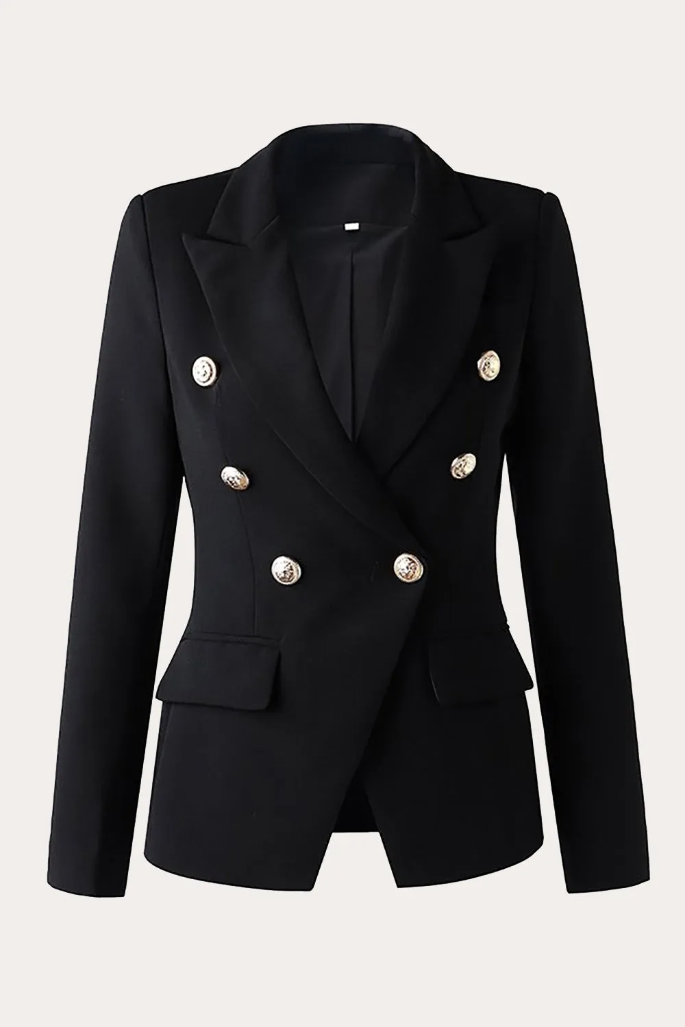 Black Double Breasted Peak Lapel Women Party Blazer