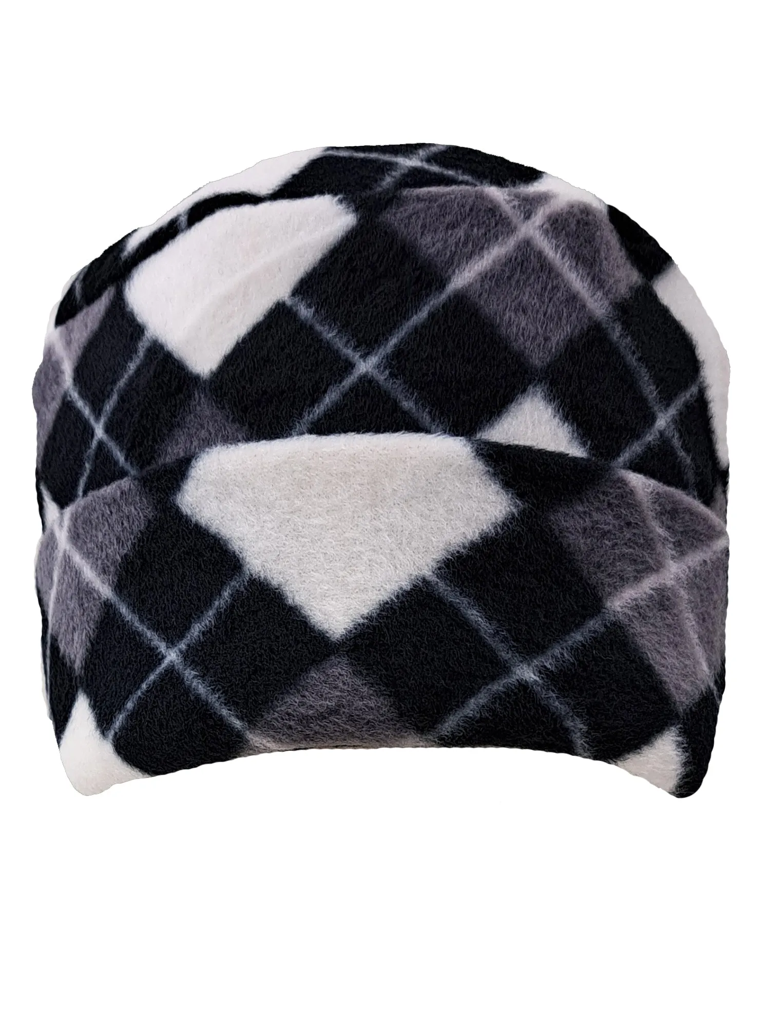 Black White Gray Argyle Print Polar Fleece Scarf Glove & Hat Set