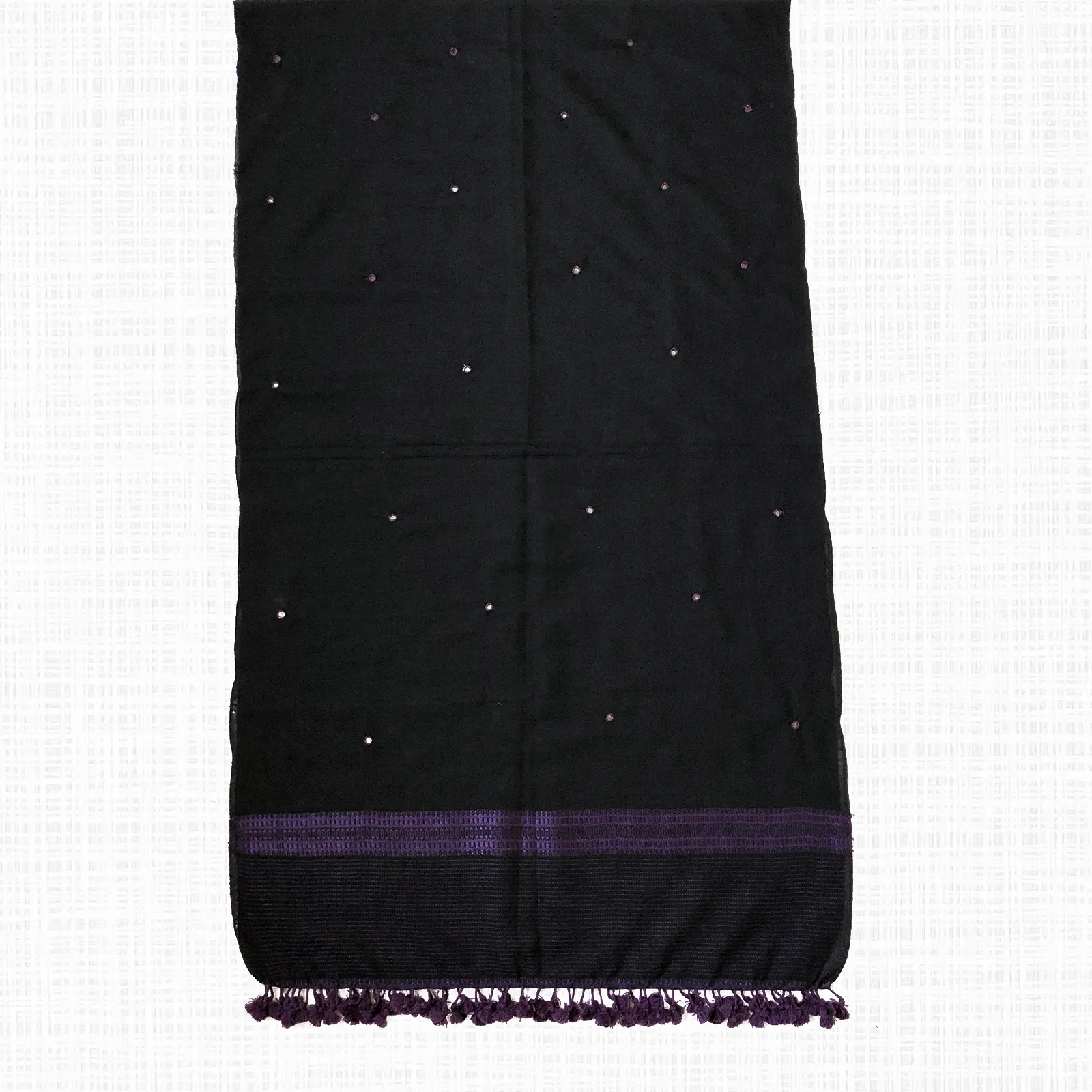 Black with Purple Hues Handwoven Cotton Stole