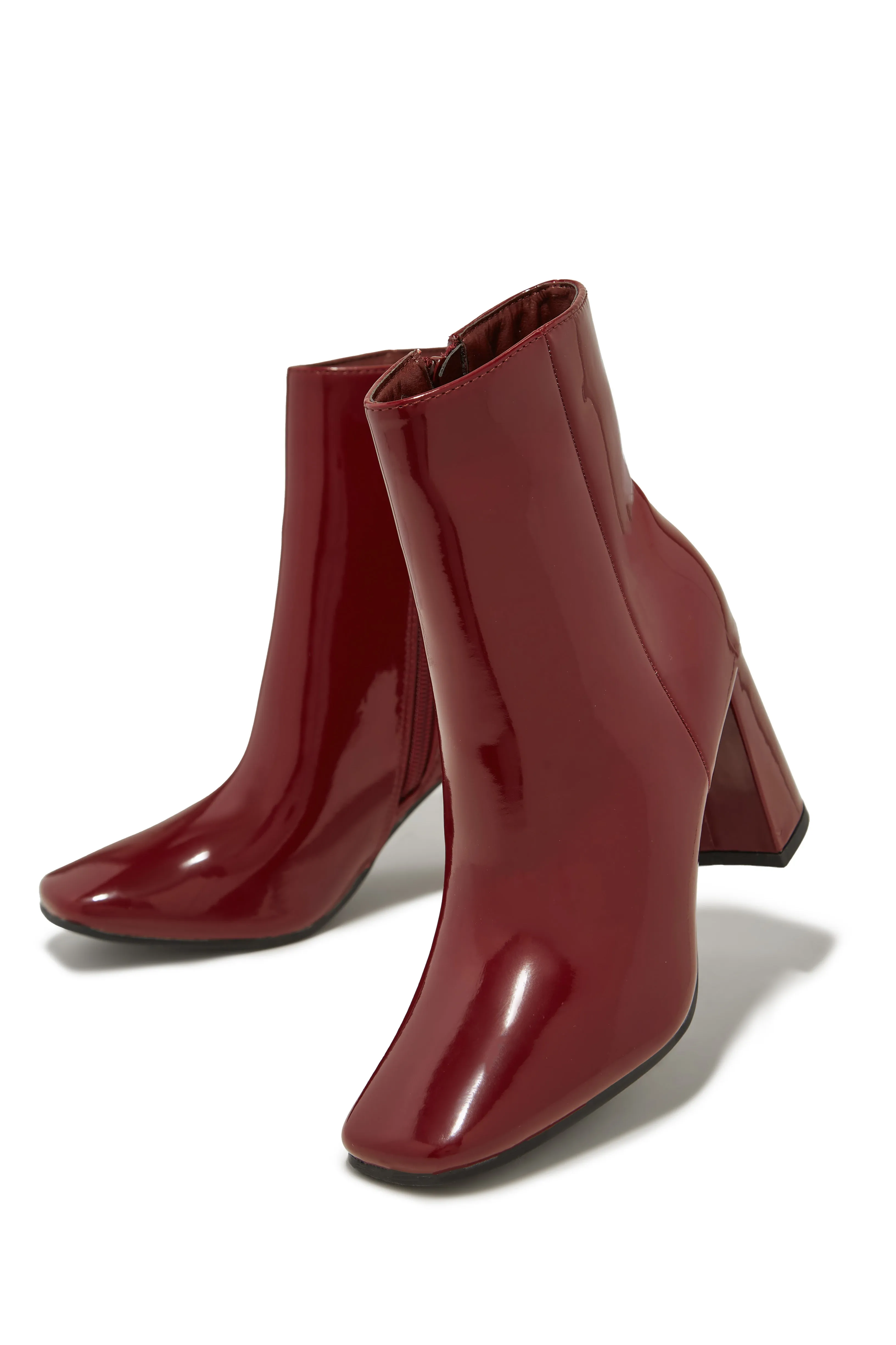 Brianna Block Heel Ankle Boots - Cherry