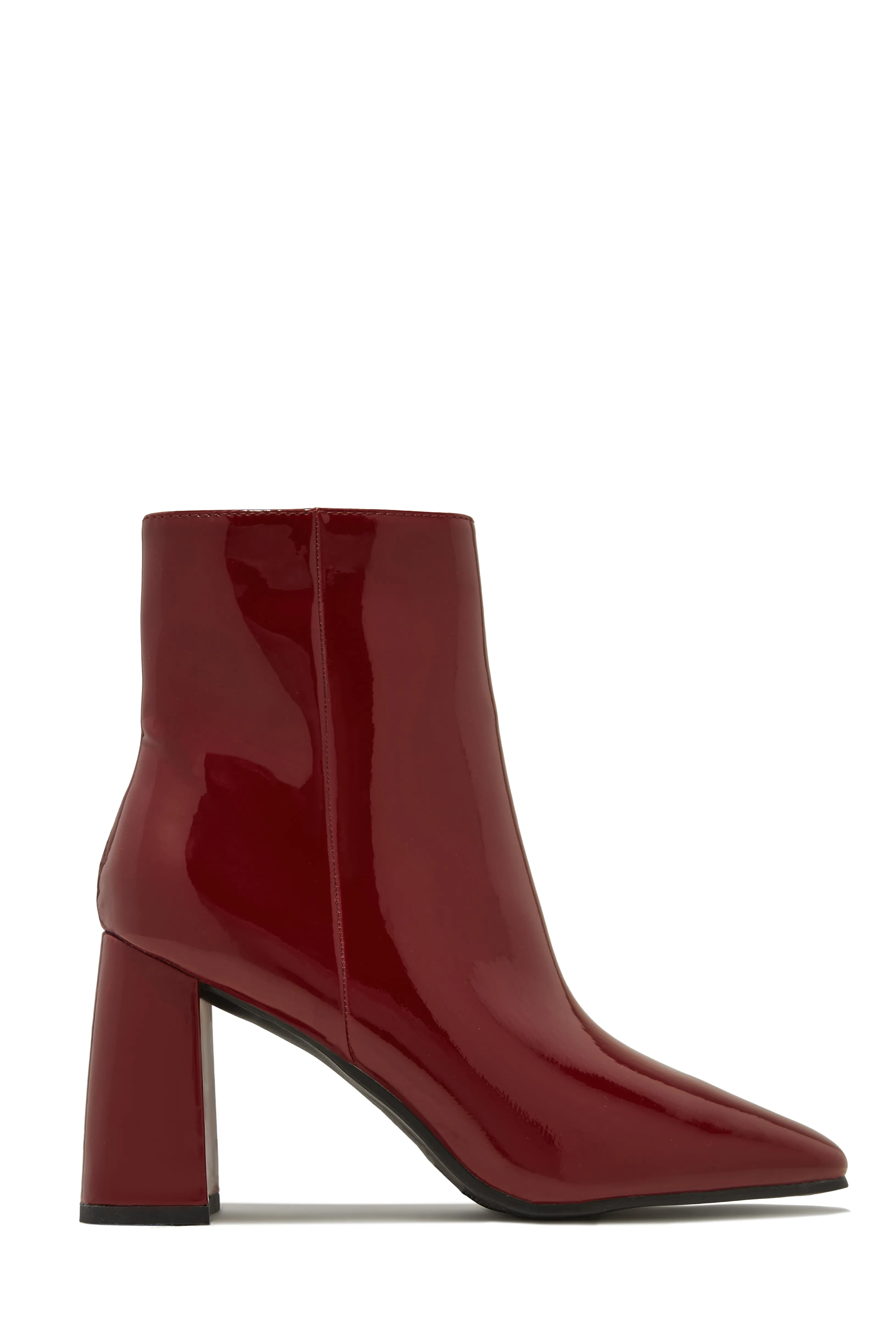 Brianna Block Heel Ankle Boots - Cherry