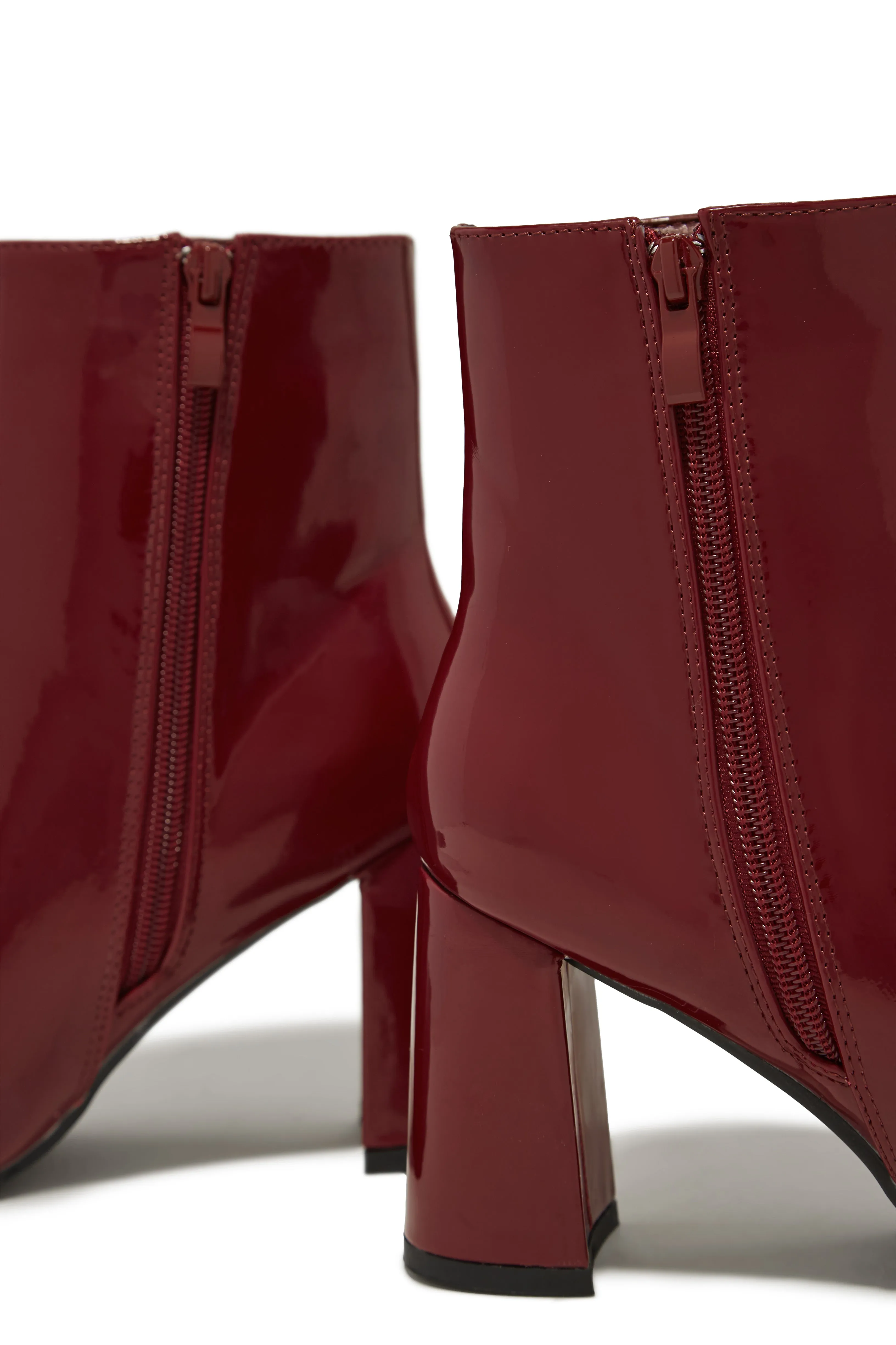 Brianna Block Heel Ankle Boots - Cherry