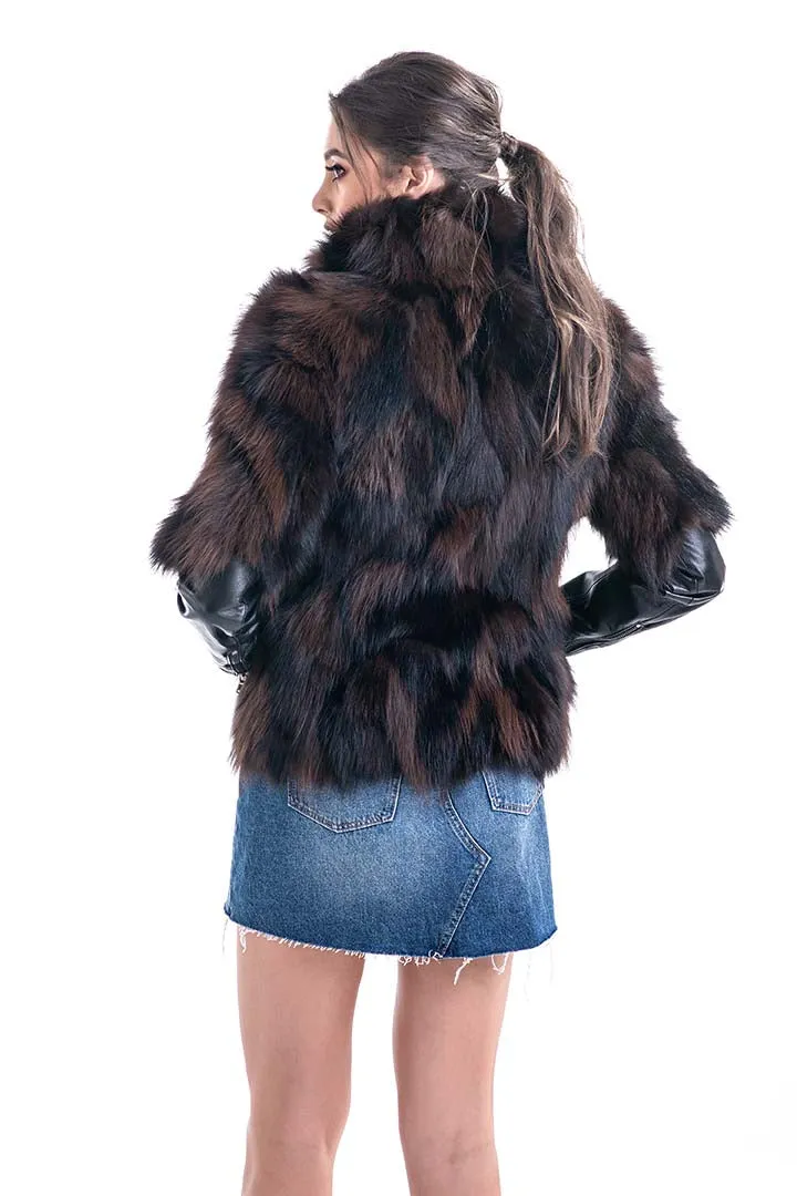 Brown Genuine Fox Fur Jacket