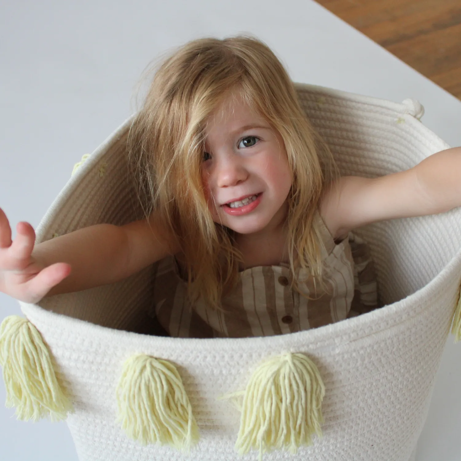 Buttercream Tassel Basket - Large