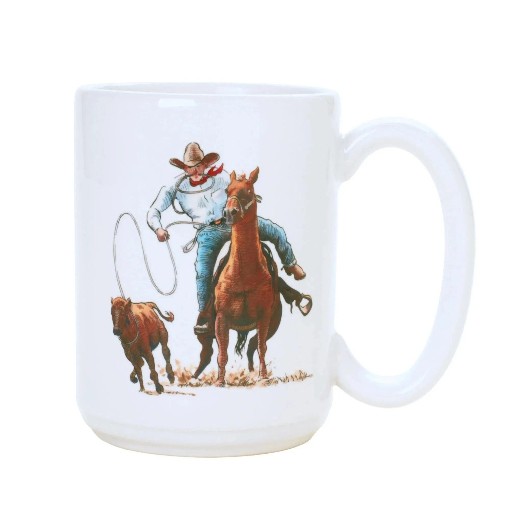 Calf Roping Art Coffee Mug