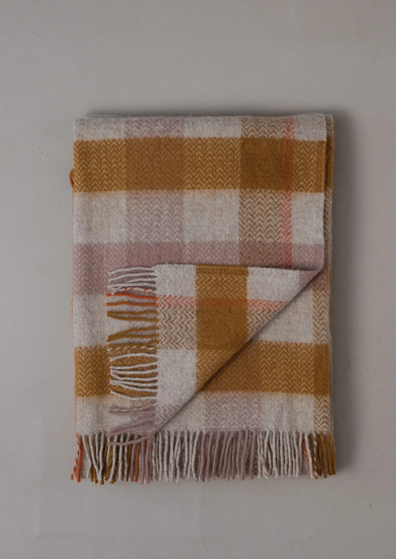 Chevron Check Wool Blanket | Caramel/Mauve