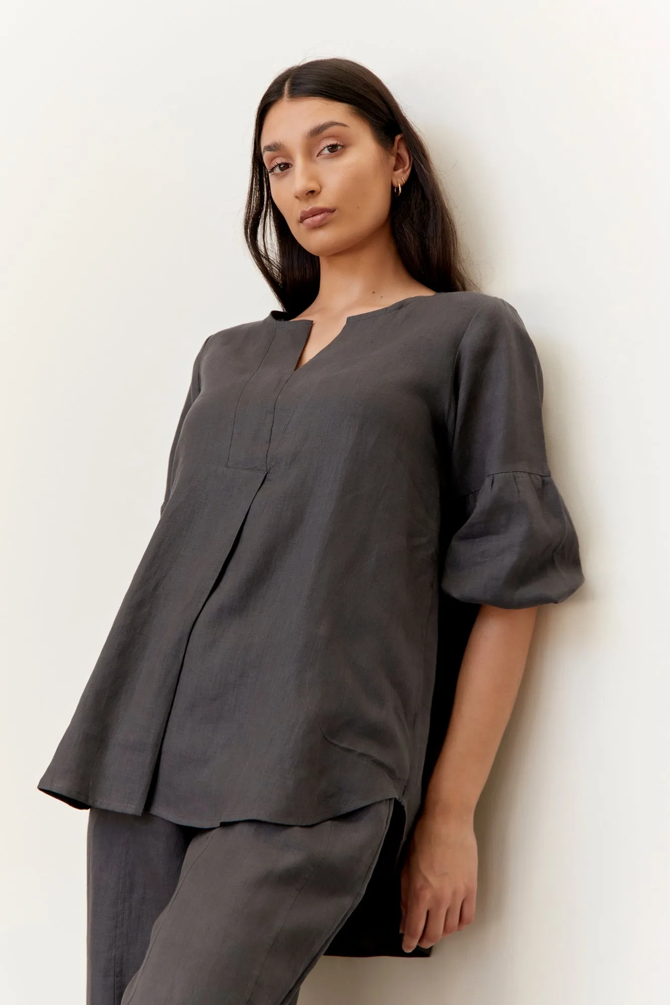 Clancy Linen Top Charcoal