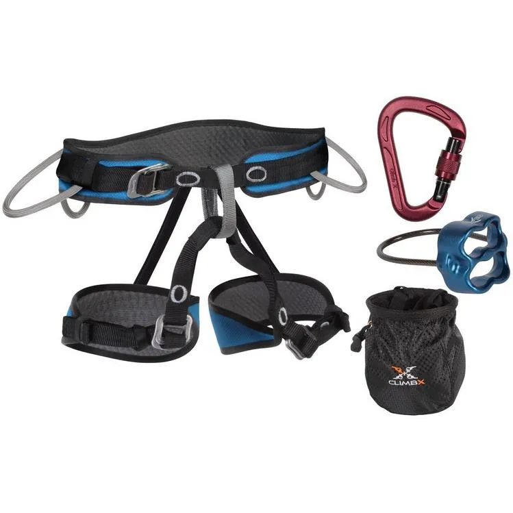 ClimbX Pilot X Adjustable Strap Harness and Belay Set