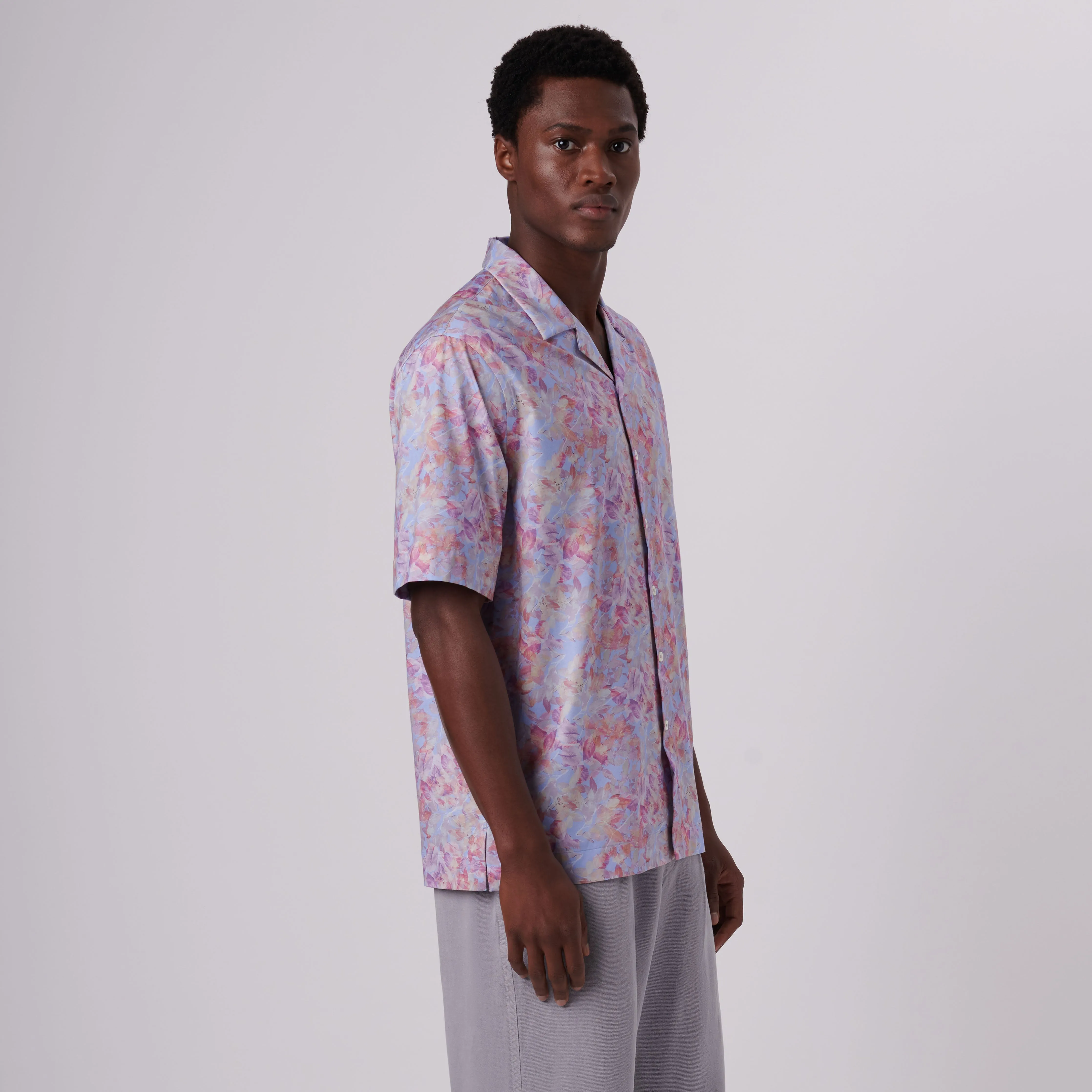 Cole Aquarelle Leaf Print OoohCotton Camp Shirt