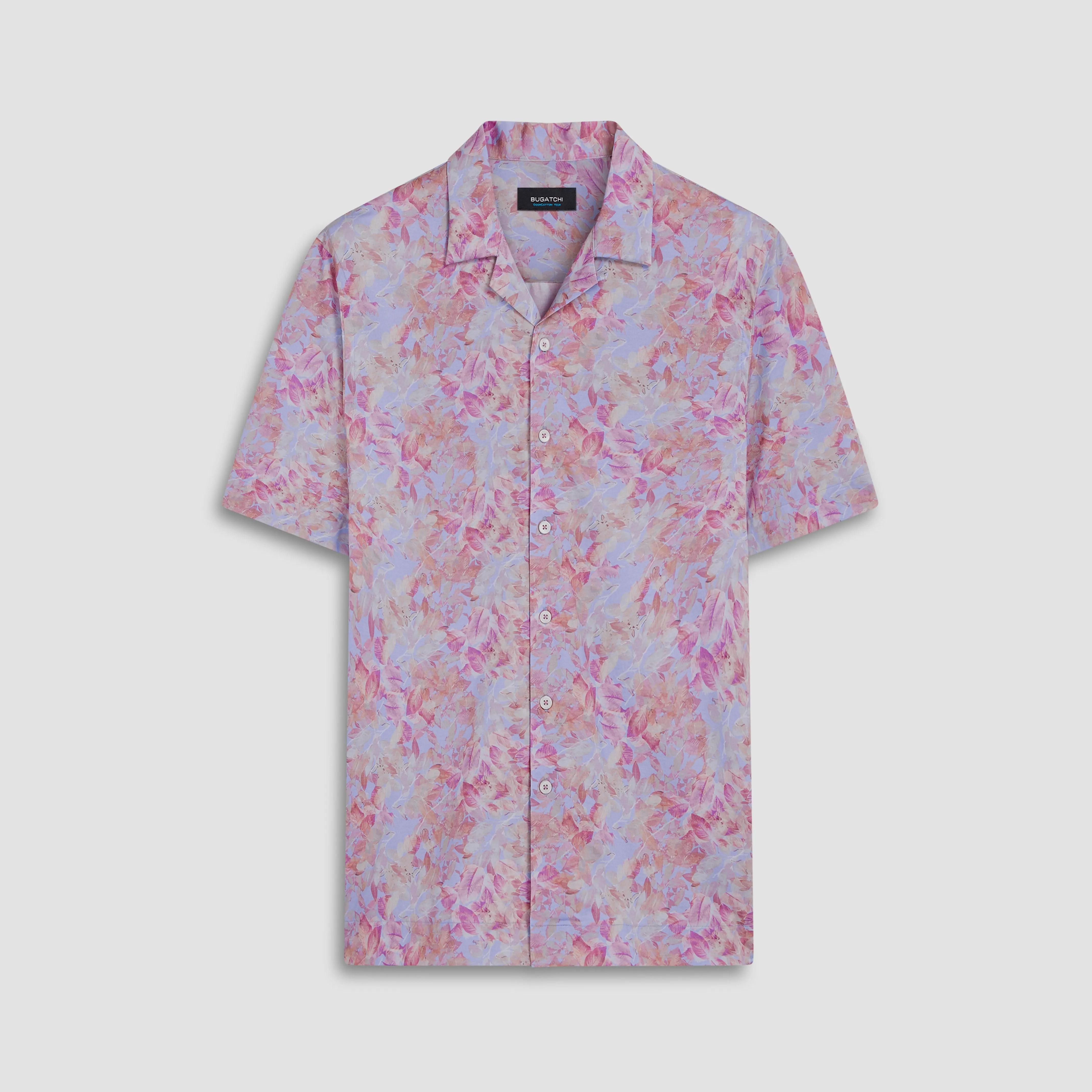 Cole Aquarelle Leaf Print OoohCotton Camp Shirt