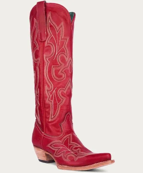 CORRAL WMNS SNIP TOE RED EMBROIDERED