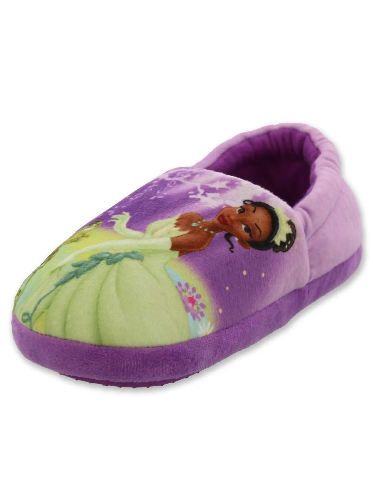 Disney Princess and the Frog Tiana Toddler Girls Plush Aline Slippers (5-6 M US Toddler, Purple)