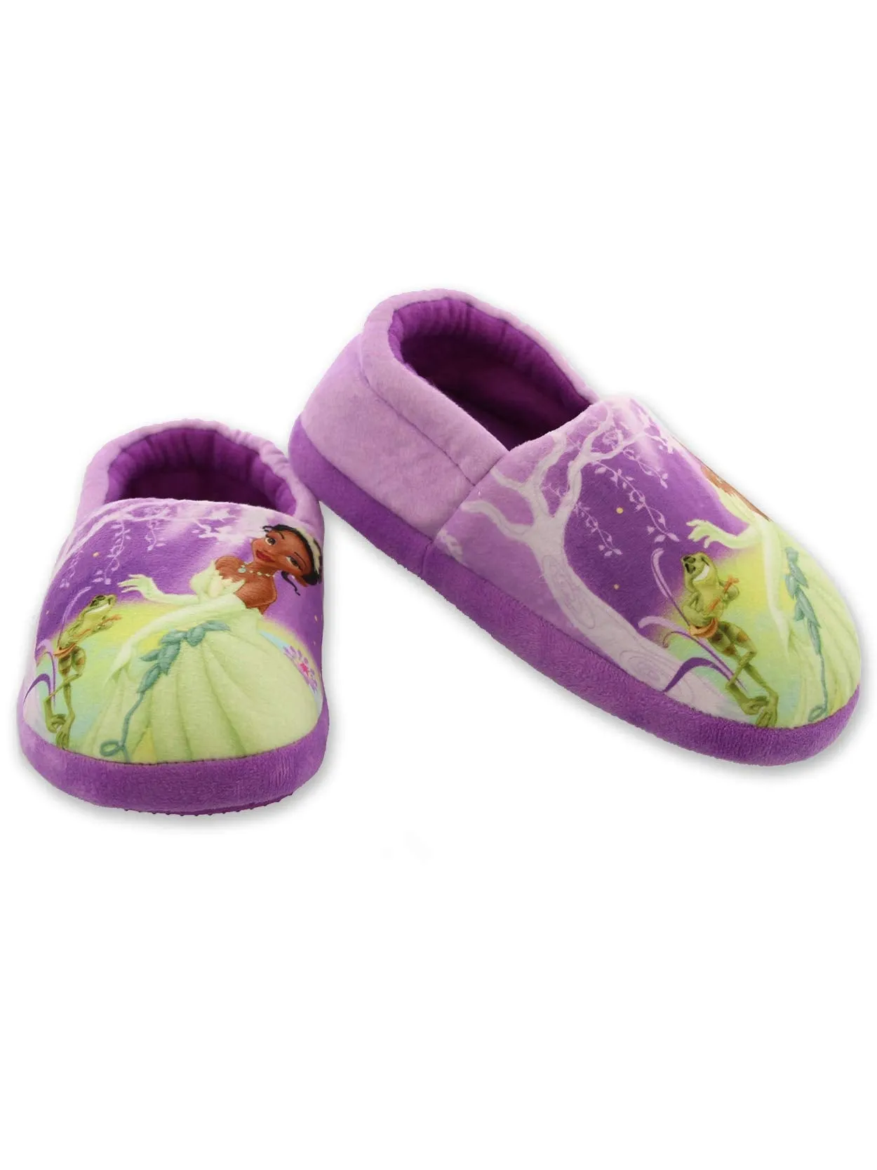 Disney Princess and the Frog Tiana Toddler Girls Plush Aline Slippers (5-6 M US Toddler, Purple)