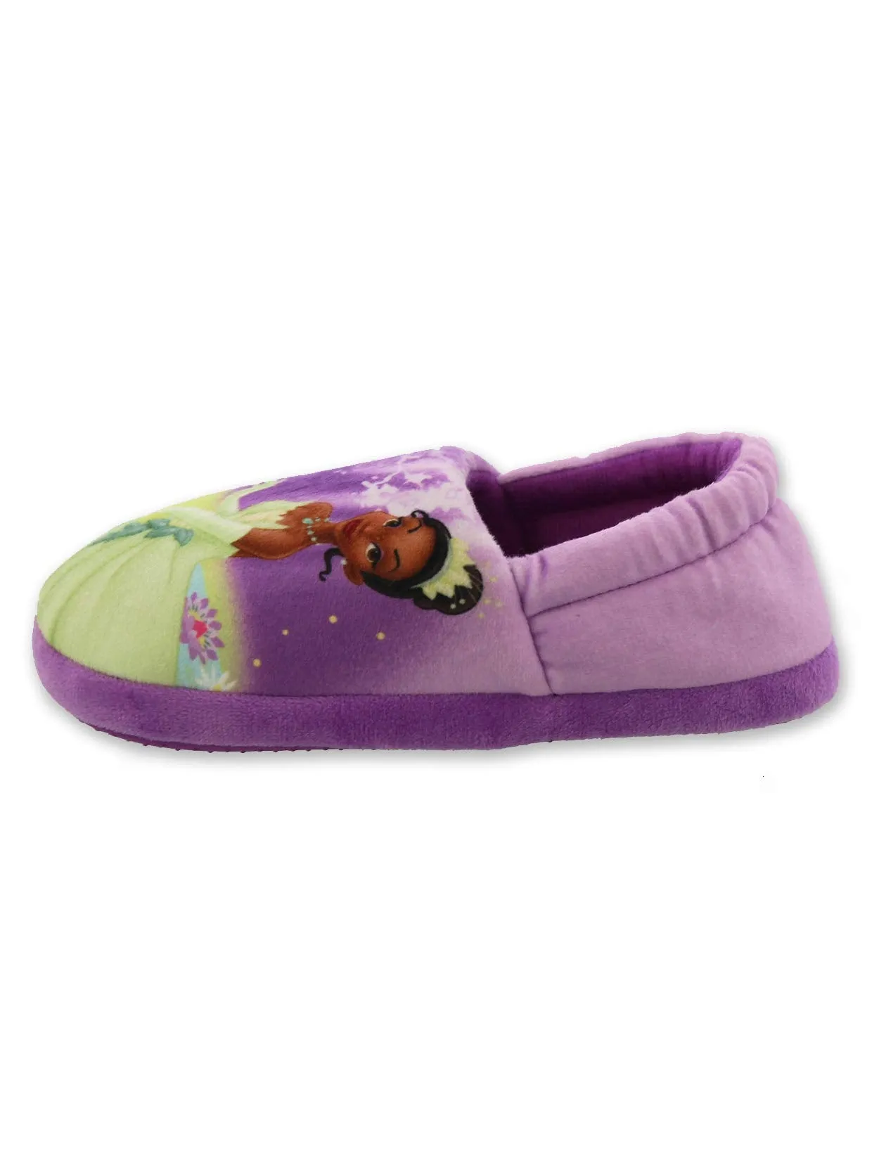 Disney Princess and the Frog Tiana Toddler Girls Plush Aline Slippers (5-6 M US Toddler, Purple)