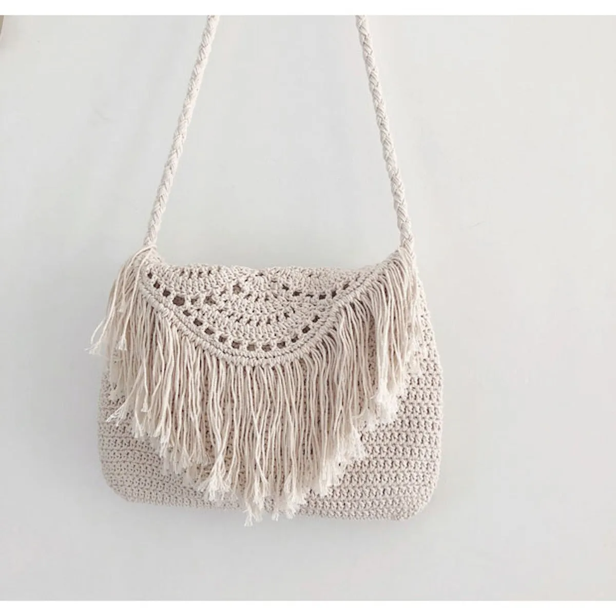 Elena Handbags Handmade Bohemian Tassel Beach Bag