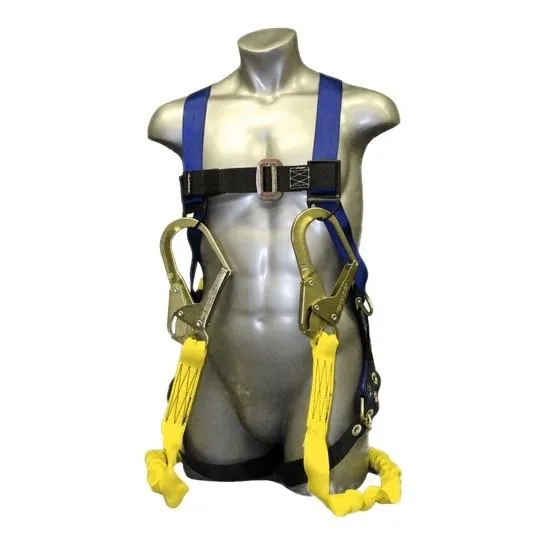 Fall Safety Kit - 3D (Back & Hips), 6' Twin Leg, Mating/Tongue Buckles, Rebar hooks