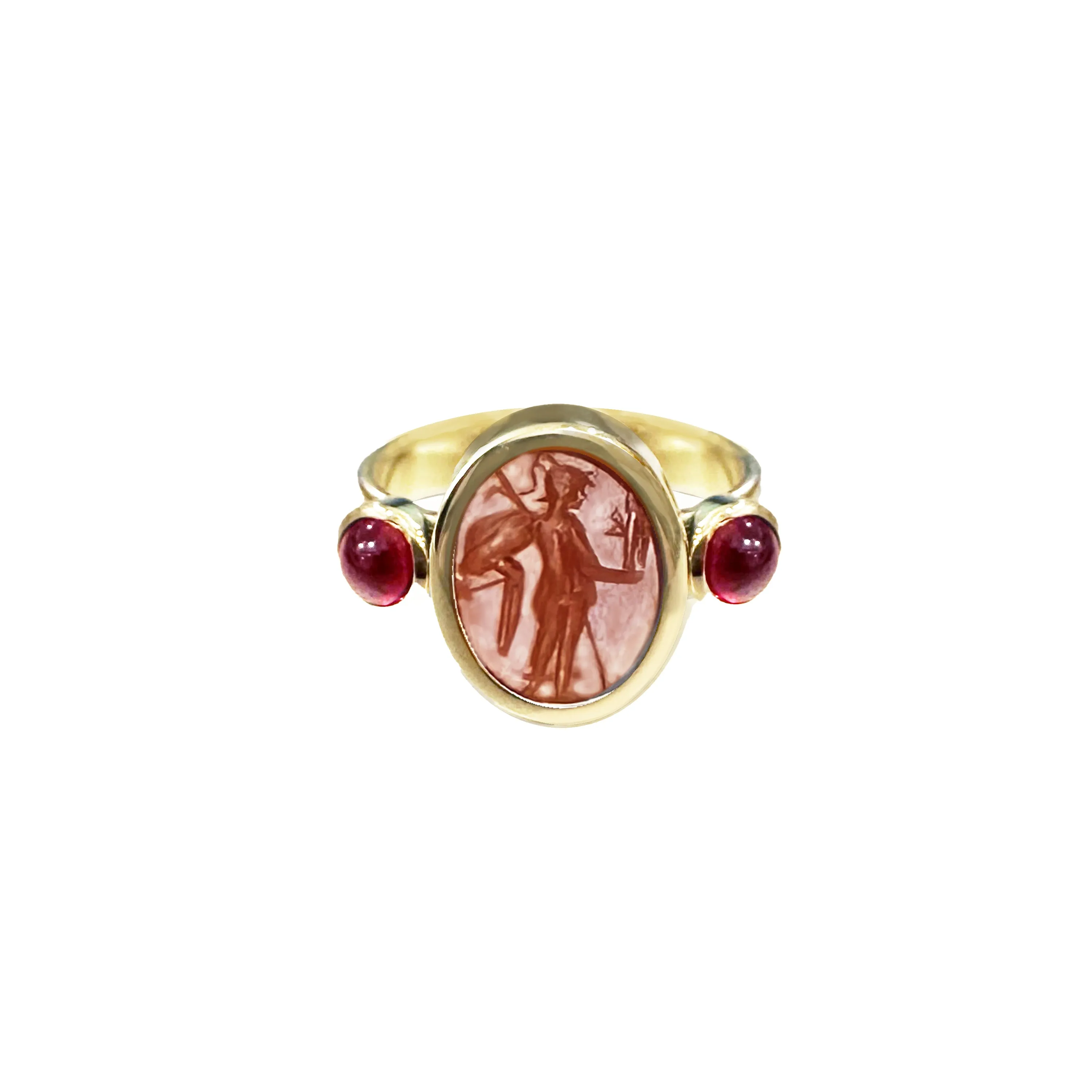 GODDESS ATHENA NICEPHORA Authentic Ancient Roman Intaglio 1st-2nd century AD 18 kt Gold Ring