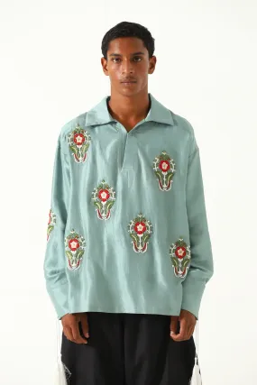 HAND EMBROIDERED TASSELS SILK SHIRT